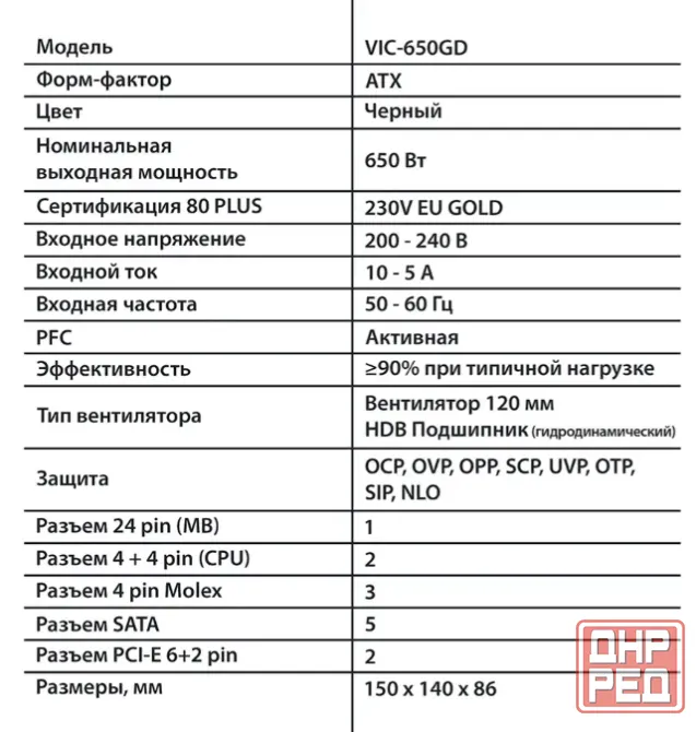 FSP VIC-650GD 80 Plus GOLD, ATX3.1 Донецк - изображение 6