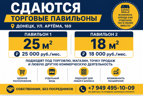 Сдаются торговые павильоны - Донецк, ул. Артёма, 169 Донецк