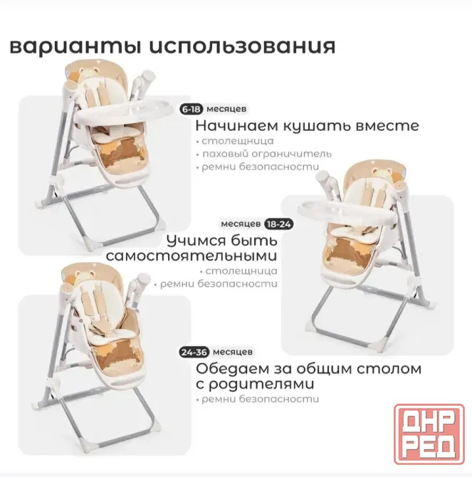 Стульчик для кормления 3 в 1 Unico Leggero Донецк - изображение 3