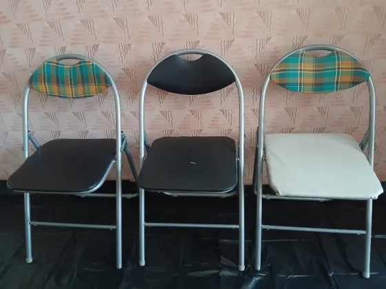 Стул складной металлический со спинкой, кожзам Донецк