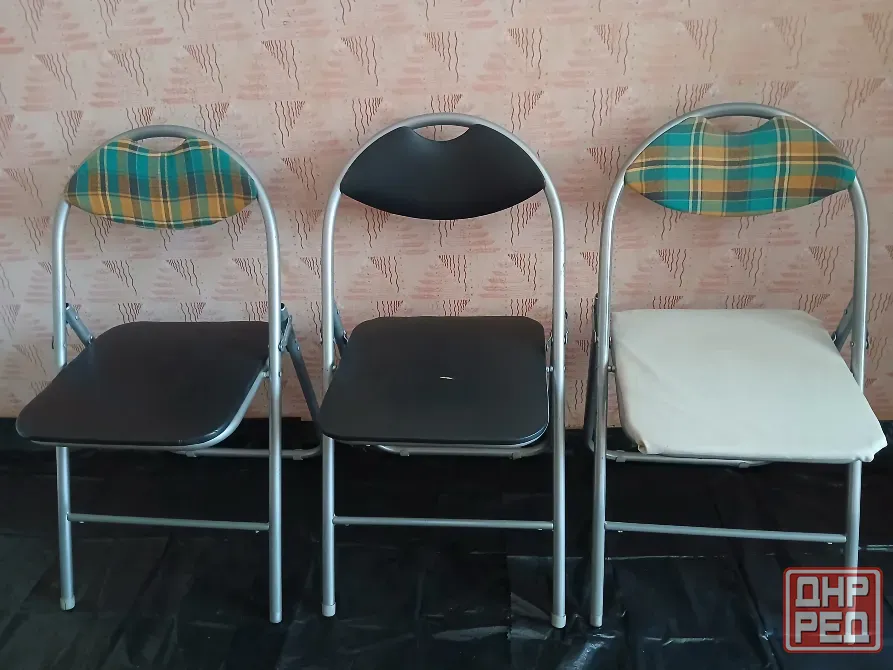 Стул складной металлический со спинкой, кожзам Донецк - изображение 4