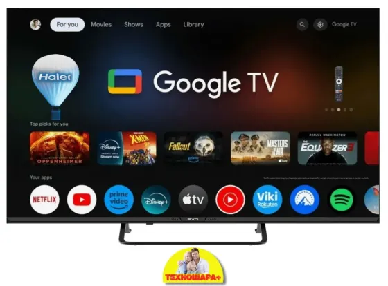 43" тв EVO TV 43 Black New. Smart/GoogleTV|4K|HDR|Bluetooth|Голос Донецк