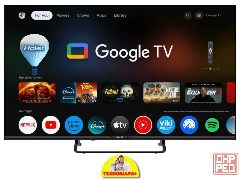 43" тв EVO TV 43 Black New. Smart/GoogleTV|4K|HDR|Bluetooth|Голос Донецк - изображение 2