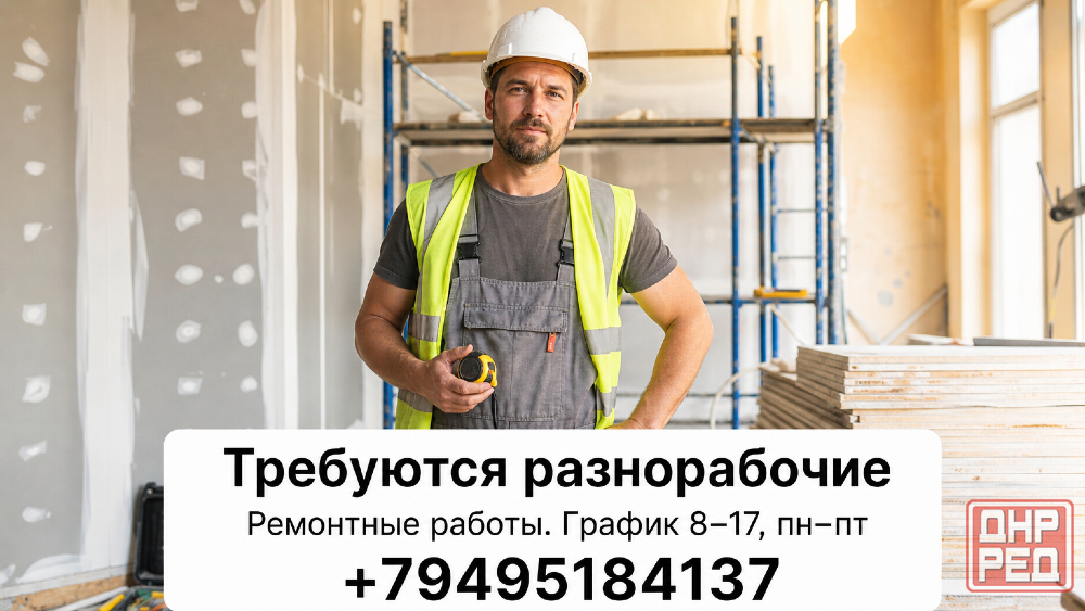 Требуются разнорабочие для проведения ремонта на объектах Донецк - изображение 1