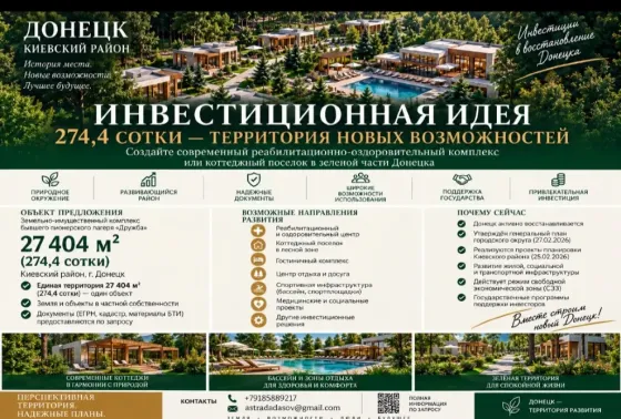 Донецк,274 сотки в частной собственности с Донецк