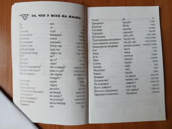 Словарь справочник разговорник русский иврит, Израиль Донецк