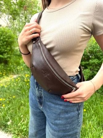 Сумка поясная кожаная Loran Rouge, 30x15 см, унисекс, мужская, женская Донецк