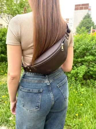 Сумка поясная кожаная Loran Rouge, 30x15 см, унисекс, мужская, женская Донецк