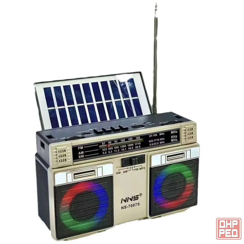 Радиоприемник NNS-7007S Bluetooth, USB, SD, с солнечной панелью, аккумуляторный Донецк - изображение 1