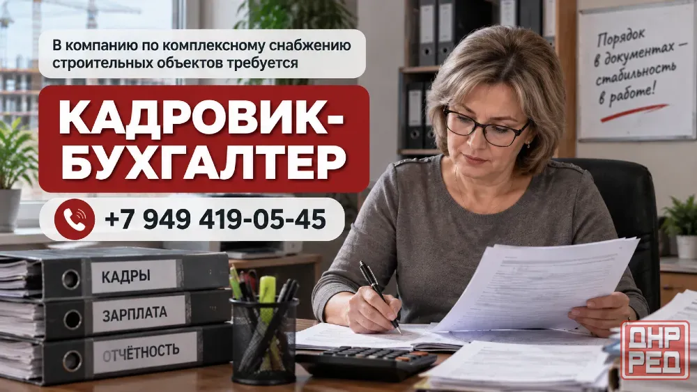 Требуется кадровик-бухгалтер Донецк - изображение 1