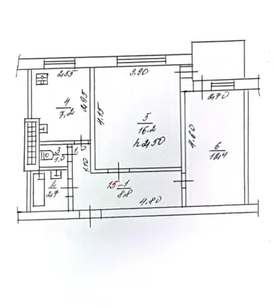 2-комнатная квартира 50,5 м² | 3-й микрорайон | 4/9 этаж Торез