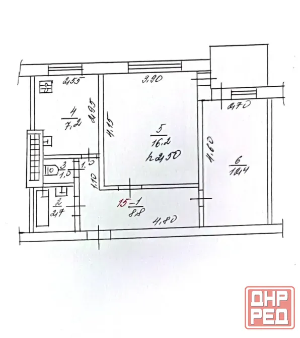 2-комнатная квартира 50,5 м² | 3-й микрорайон | 4/9 этаж Торез - изображение 1