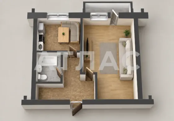 1-к квартира, 7/9 этаж, 33,9м², арт. 144616747 Мариуполь