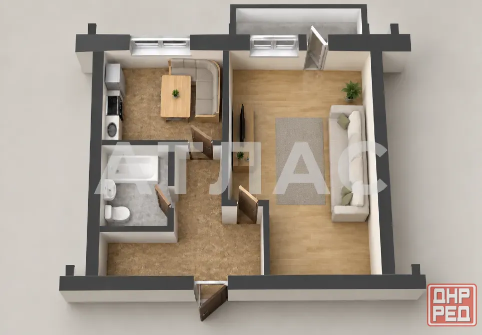 1-к квартира, 7/9 этаж, 33,9м², арт. 144616747 Мариуполь - изображение 1