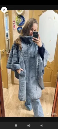 Шубка пончо шиншила кролик Рекс Донецк