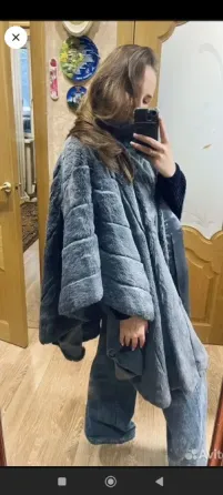 Шубка пончо шиншила кролик Рекс Донецк