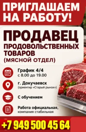 Продавец продовольственных товаров Докучаевск