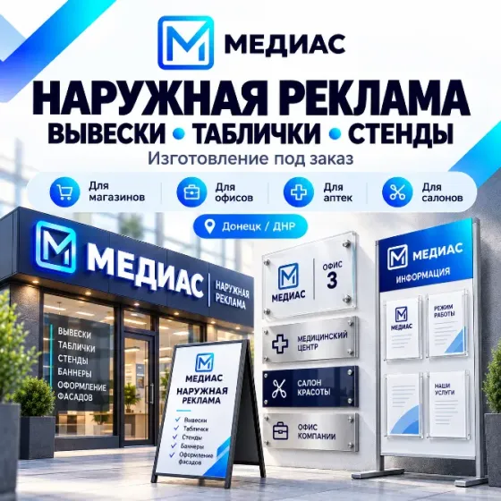 Наружная реклама в Донецке | Вывески , таблички , стенды Донецк