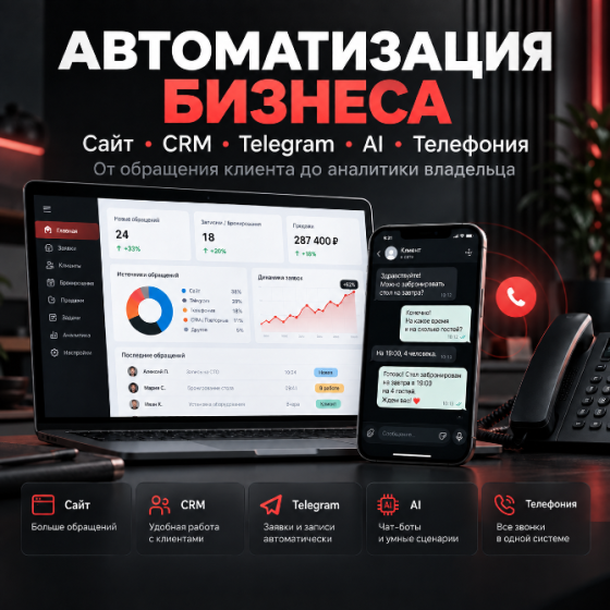 Автоматизация бизнеса в Донецке: сайт, CRM, Telegram, AI Донецк