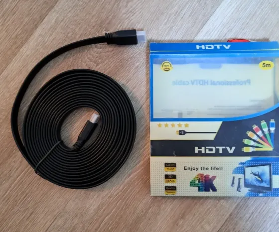 Видеокабель HDMI 4K черный плоский 5м Донецк
