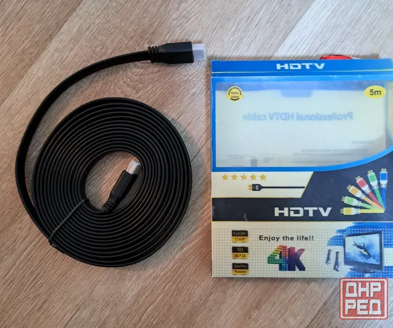 Видеокабель HDMI 4K черный плоский 5м Донецк - изображение 1