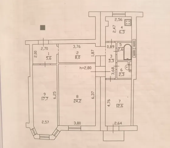 Крупногабаритная 3 к кв, 83 м². Киевский рик Донецк