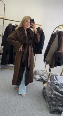 Новое пальто кардиган с мехом финского песца Донецк