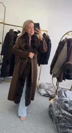 Новое пальто кардиган с мехом финского песца Донецк