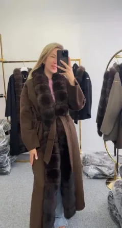 Новое пальто кардиган с мехом финского песца Донецк