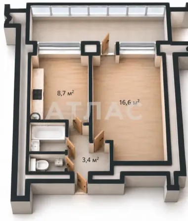 1-к квартира, 9/9 этаж, 40м², арт. 142791991 Мариуполь
