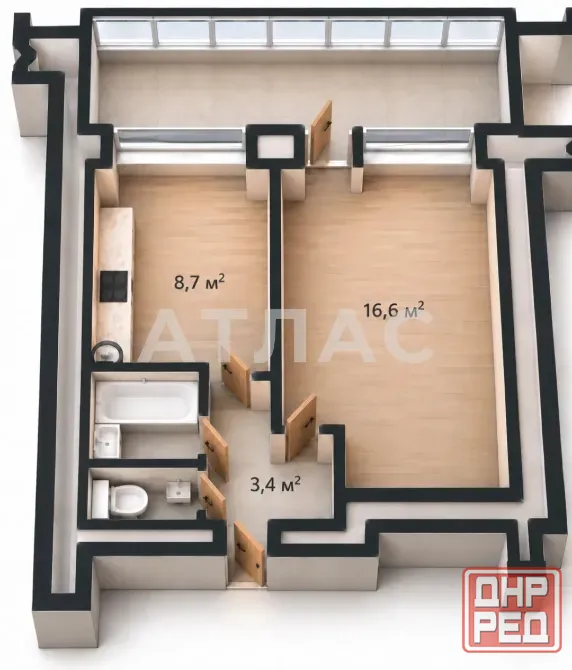 1-к квартира, 9/9 этаж, 40м², арт. 142791991 Мариуполь - изображение 1