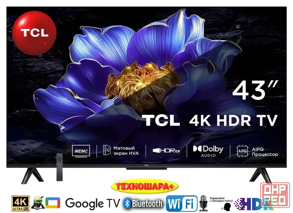 43" тв TCL 43V6C. 4K|Smart|Android/Google TV|Wi-Fi 2.4G+5G|Голос Донецк - изображение 1