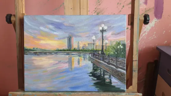 Картина Донецк набережная холст масло Донецк