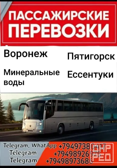 пассажирские перевозки воронеж, ессентуки, минеральные воды, пятигорск из днр Донецк - изображение 1