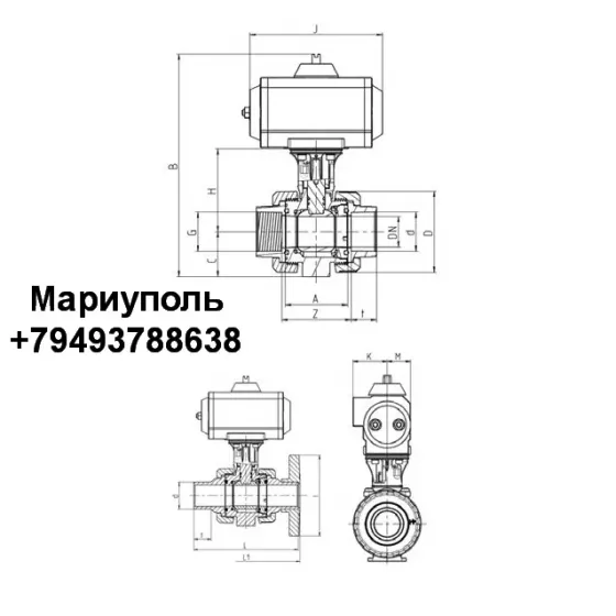 Шаровый кран Praher 2W S4, DN 65-2 ½, d 75 метрический с пневмоприводом Мариуполь