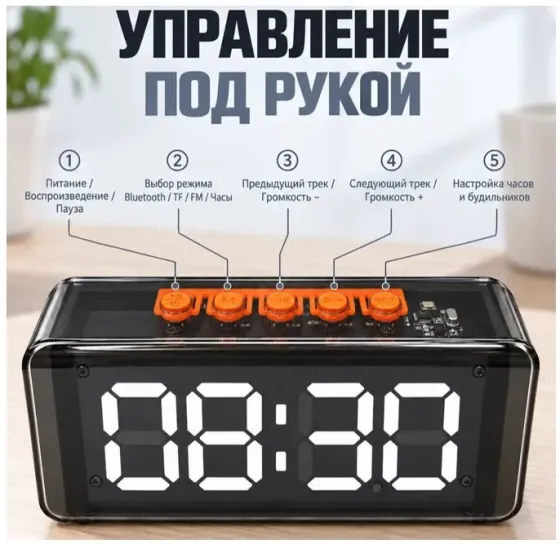 Часы настольные , FM радиоприемник, беспроводная Bluetooth колонка FRANEDA Донецк