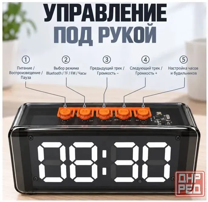 Часы настольные , FM радиоприемник, беспроводная Bluetooth колонка FRANEDA Донецк - изображение 3