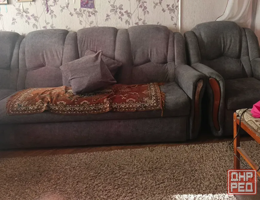 Продам диван и кресло . Макеевка Зеленый Макеевка - изображение 3