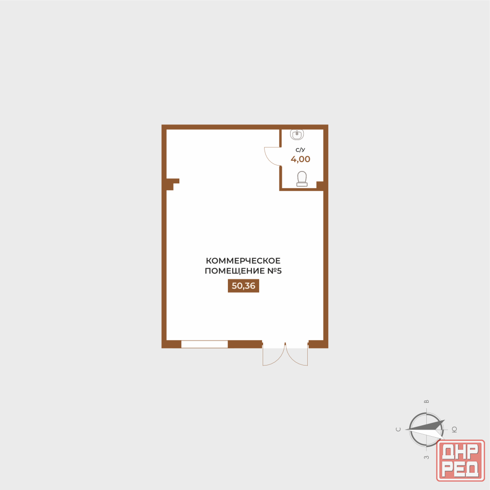 Коммерческое помещение №5, 54,36 м² — Авторский дом МАРИ Мариуполь - изображение 1