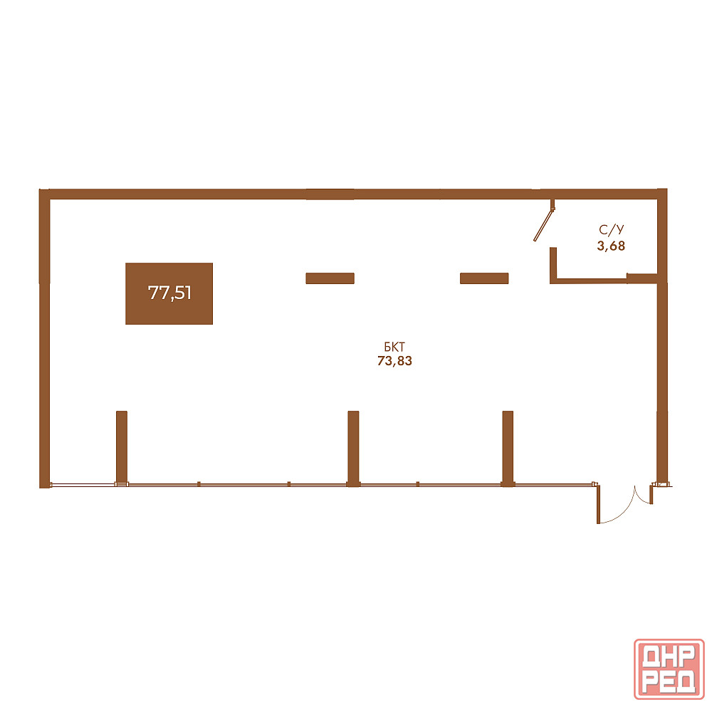 Коммерческое помещение №5, 77,51 м² — Чувства Мариуполь - изображение 1