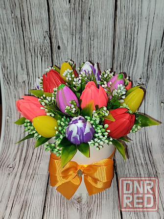 Подарочные букеты из мыльных роз и тюльпанов Донецк - изображение 1