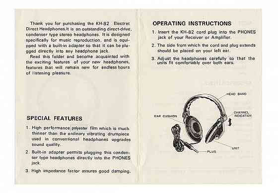 Наушники электретные KENWOOD KH-82 (made in Japan) Донецк