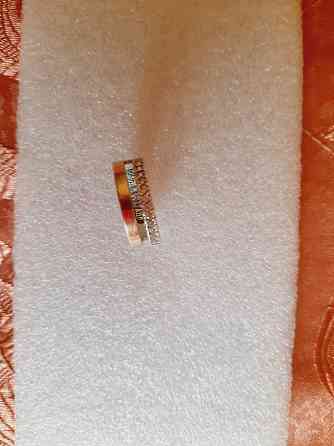 Кольцо серебро с фианитами с позолотой, браслет и цепь - мед золото Макеевка