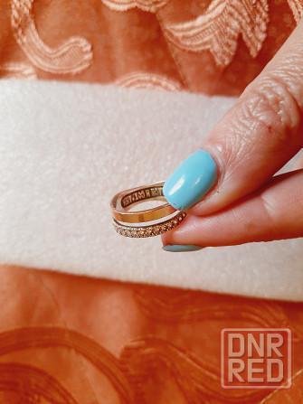 Кольцо серебро с фианитами с позолотой, браслет и цепь - мед золото Макеевка - изображение 2