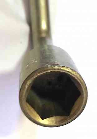 Ключ баллонный Г-образный 22 мм, изогнутый, с монтажной лопаткой, оцинкованный, СССР. Макеевка