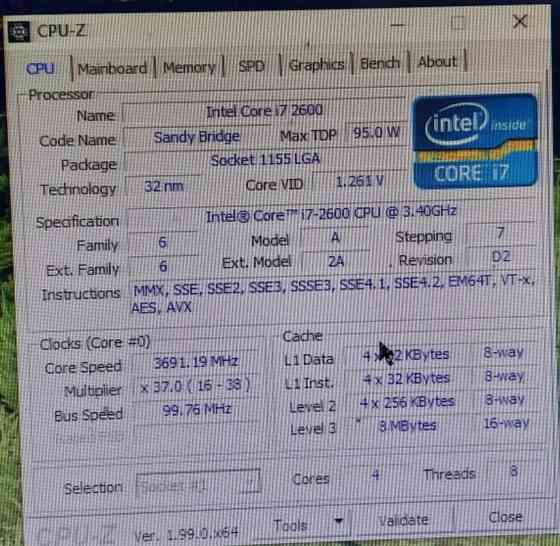 процессор Intel Core i7-2600, 4ядра/8потоков,3,4 -3,8ГГц, кеш 8Мб Донецк