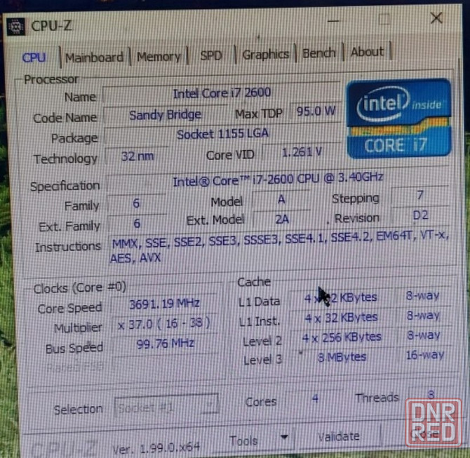 процессор Intel Core i7-2600, 4ядра/8потоков,3,4 -3,8ГГц, кеш 8Мб Донецк - изображение 2