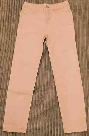 Стильные персиковые коттоновые брюки, 40-42 размер, рост 152 см Донецк