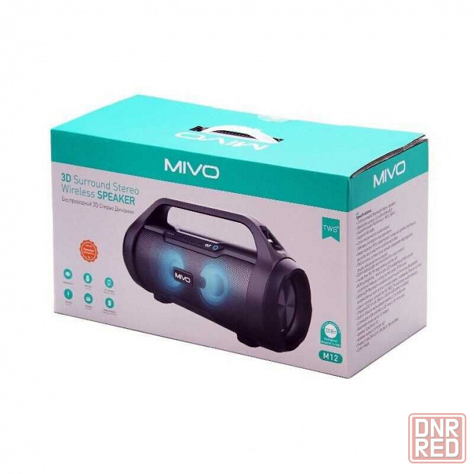 Портативная беспроводная колонка Mivo M12, 19Вт Влагозащита, Подсветка Донецк - изображение 2