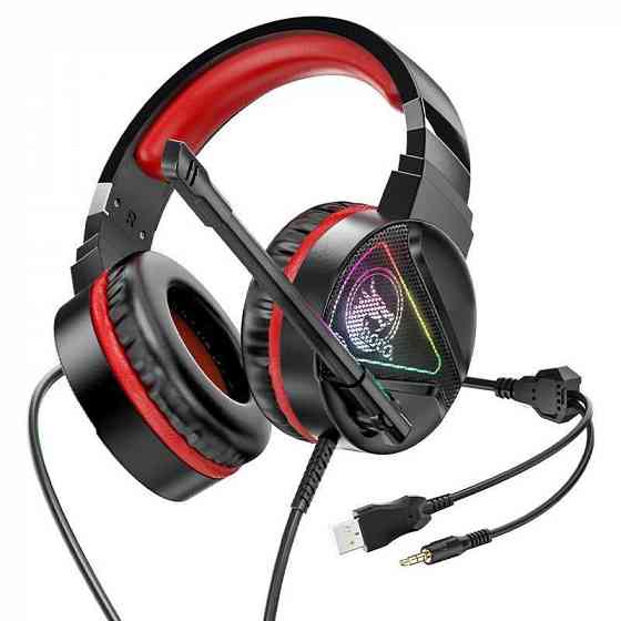 Наушники Игровые с RGB подсветкой и микрофоном, гарнитура HOCO W104 Донецк